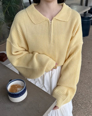 Loose-fit half-zip knit