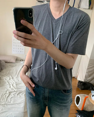 Layered Point V-neck Short-Sleeve T-Shirt