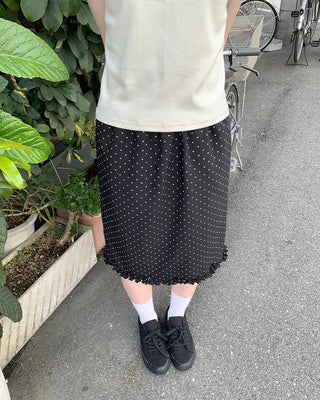 Polka Dot Frill Point Midi Skirt
