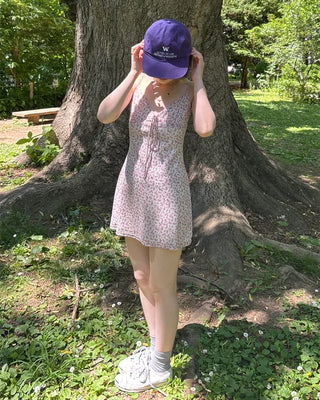 Flower pattern camisole mini dress