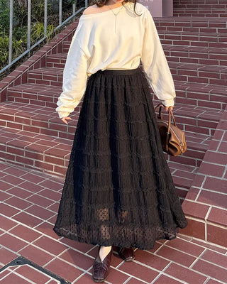 Polka Dot Frill Long Skirt