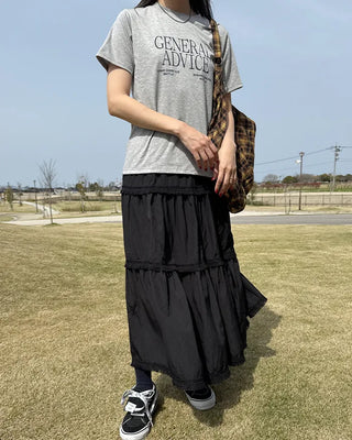 Tassel tiered long skirt