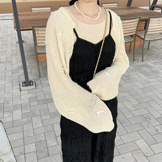 Ribbon detail knit bolero