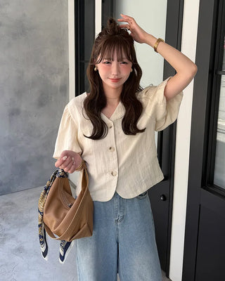 V-neck linen summer jacket