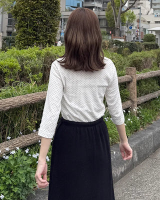 Round neck polka dot half-sleeve shirt