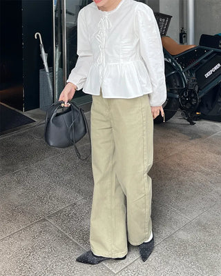 Cotton wide-fit pants