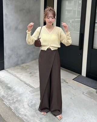 One-button side-wrap point slacks