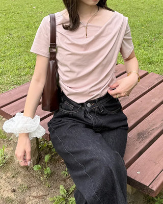 Asymmetrical Drape Short-Sleeve T-Shirt