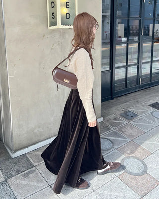 Velvet maxi skirt