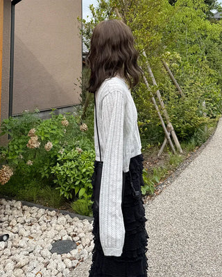 Perforated Cropped Cardigan