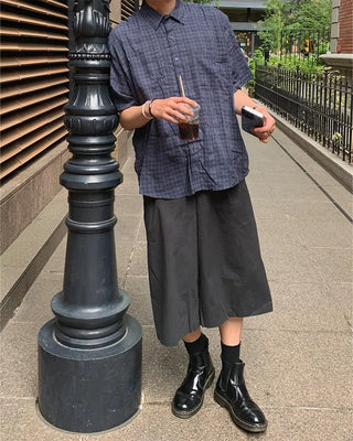 Checked short-sleeved shirt