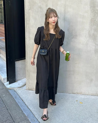 Square neck long dress