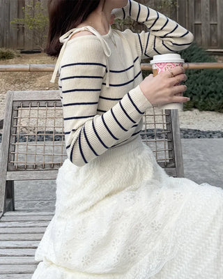 Striped off-shoulder knit