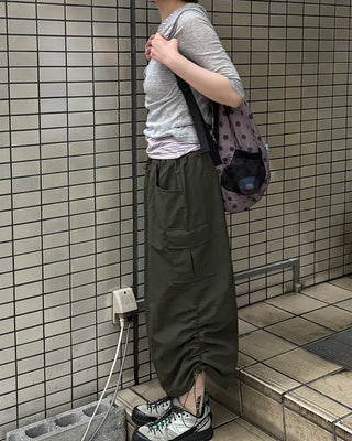 Side pocket nylon cargo skirt