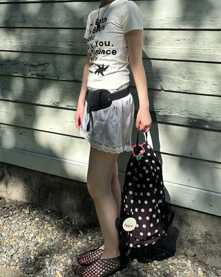 Satin lace hem shorts