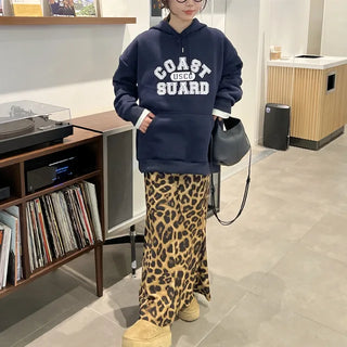 Leopard print long skirt