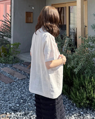 Linen Overfit Short-Sleeve Jacket