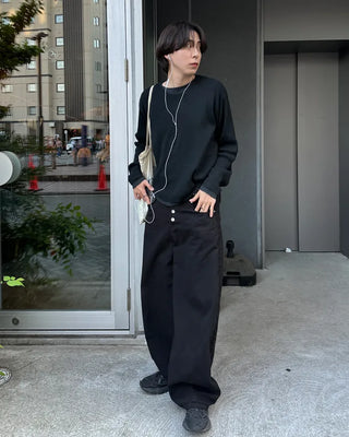 Metallic studded black wide-leg pants