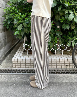Striped elastic waist pants