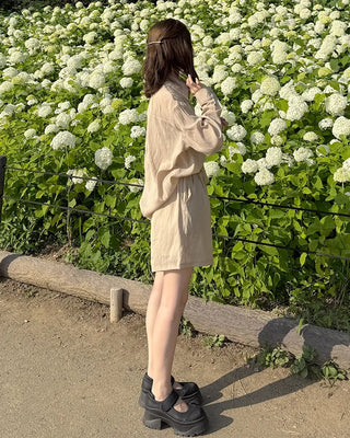 Linen shirt and shorts set