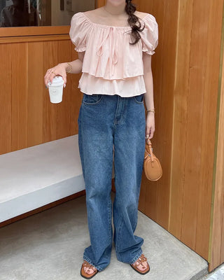 2-way string frill blouse