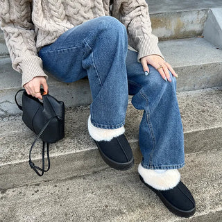 Suede fur loafers