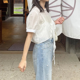 Ribbon layered blouse