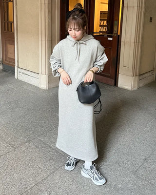 Brushed Hooded Long Dress