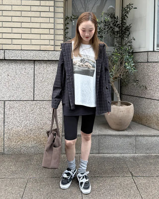 Mini skirt layered capri pants