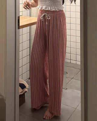Striped String Point Elastic Waist Pants
