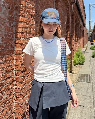 Unique pintuck semi-cropped French T-shirt