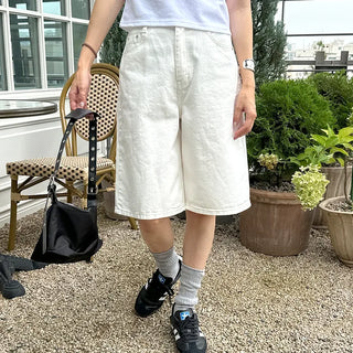 High-waisted cotton Bermuda shorts