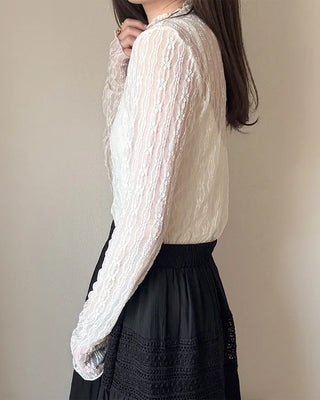 Flower sheer layered T-shirt