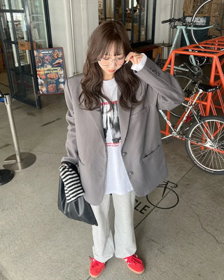 Loose-fit blazer jacket