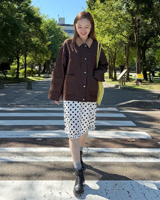Polka Dot Frill Midi Skirt
