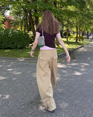 (Unisex) Wide Curved Cotton Pants