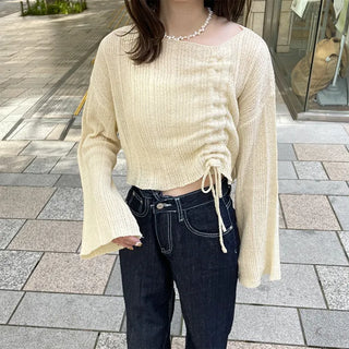 String Shirring Cropped Knit