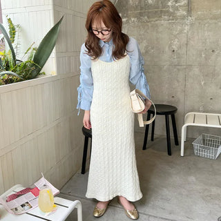 Cable knit long dress