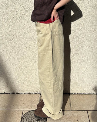 Summer cotton wide-leg pants