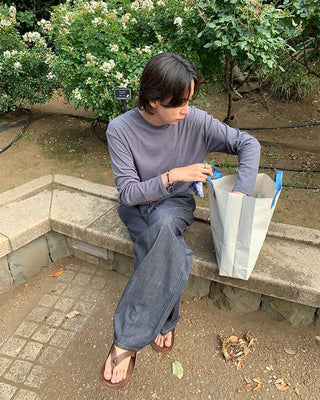 Pastel linen long-sleeved T-shirt