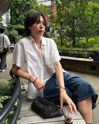 Basic Linen Two-Pocket Short-Sleeve Shirt