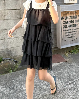 Can-can frill mini dress