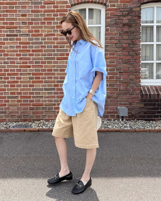 (Unisex) Oxford Overfit Half Sleeve Shirt