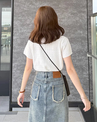Perforated short-sleeved knit