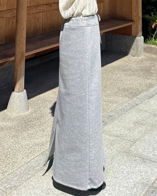 Simple elastic waist sweat maxi skirt