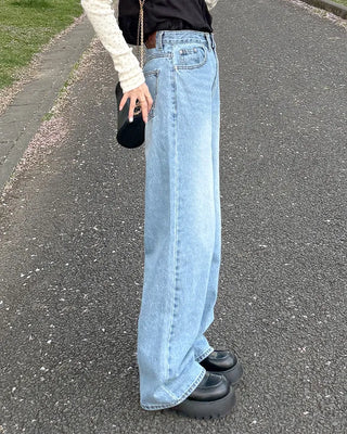 Semi-wide fit denim pants