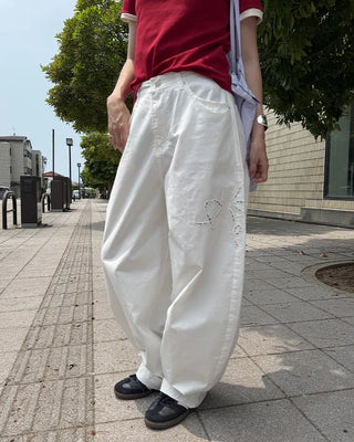 Ribbon detail wide pants