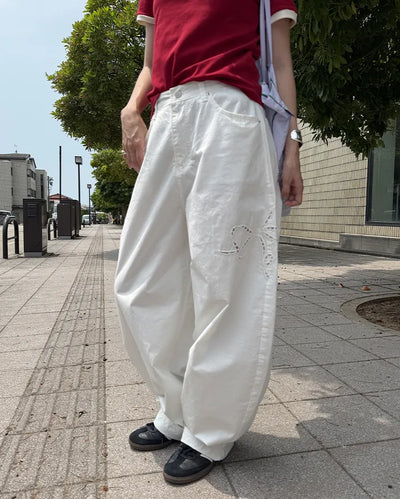 Ribbon detail wide pants