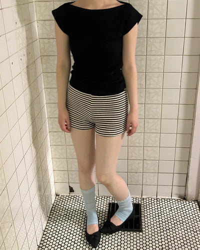 Striped knit shorts