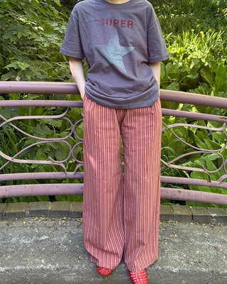 Striped cotton easy pants